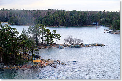 Schrenlandschaft mit Ferienhusern bei Helsinki.